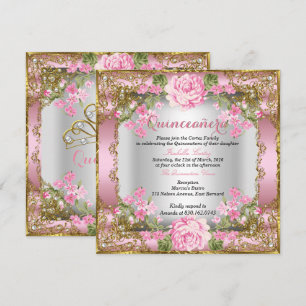 Invitation Couronne de Quinceanera Rose Fleur Vintage Country