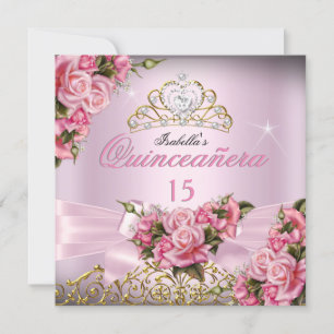 Invitation Couronne de Quinceanera Roses Roses Roses 15ème An