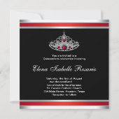 Invitation Couronne de Quinceañera Rouge Noir et Blanc (Dos)
