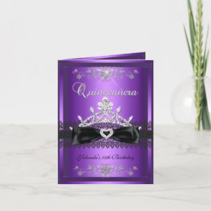 Invitation Couronne de Quinceanera violette pailletée en cart