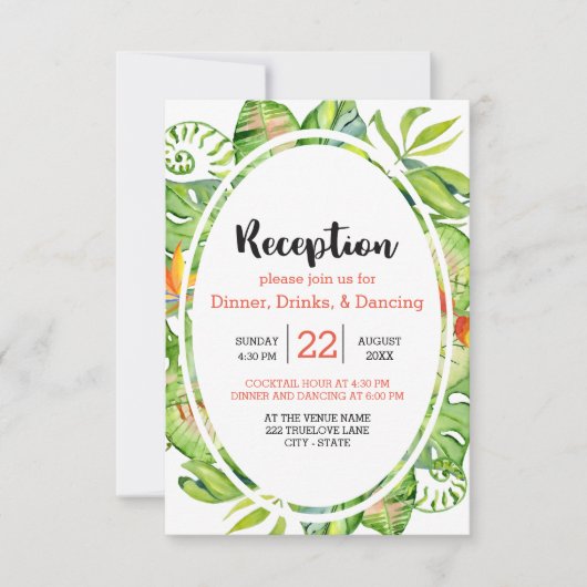 Invitation Couronne de réception de mariage sur l'île de la f (Devant)