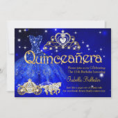 Invitation Couronne de robe bleue pour 15 ans de Quinceanera  (Devant)