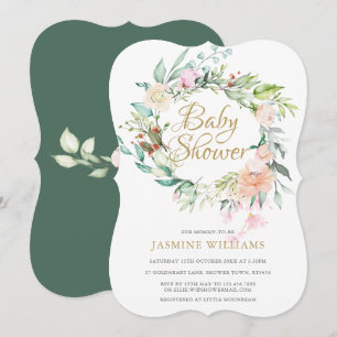 Invitation Couronne de rose de la forêt Baby Shower / Sprinkl