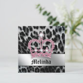 Invitation Couronne de rose de noir de léopard d'invitation (Debout devant)