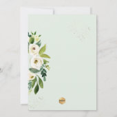 Invitation Couronne de roses blanches aquarelle de verdure Pi (Dos)