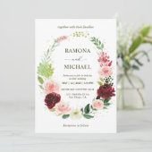 Invitation Couronne de roses blanches et rouges romantiques p (Debout devant)