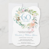 Invitation Couronne de roses d'été pour les 60 ans / 75 ans d (Devant)