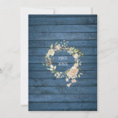 Invitation Couronne de roses en bois rustique bleu pour 50e a (Dos)