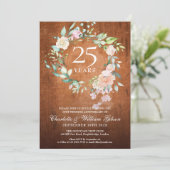 Invitation Couronne de roses en bois rustique vintage pour 25 (Debout devant)