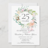 Invitation Couronne de roses pour la fête surprise des 25 ans (Devant)