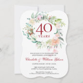 Invitation Couronne de roses pour les 40 ans de mariage - Noc (Devant)