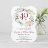 Invitation Couronne de roses pour les 40 ans de mariage - Noc (Debout devant)