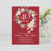 Invitation Couronne de roses pour les 40 ans de mariage Rubis (Debout devant)