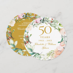 Invitation Couronne de roses pour les 50 ans de mariage