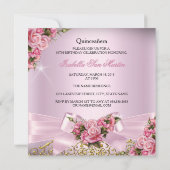 Invitation Couronne de roses roses pour Quinceanera Photo Ann (Dos)