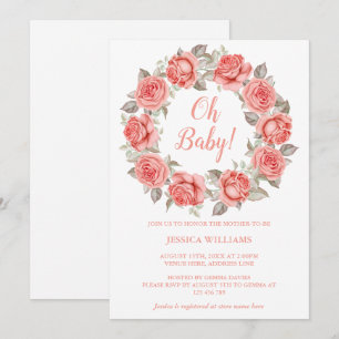 Invitation Couronne de roses rouges romantiques et élégantes