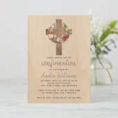 Invitation Couronne de roses rustique pour la confirmation fi (Debout devant)