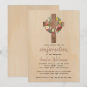 Invitation Couronne de roses rustique pour la confirmation fi (Devant / Derrière)