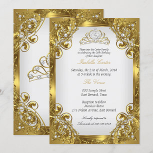 Invitation Couronne de soirée d'anniversaire Elite Golden Whi