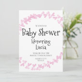 Invitation Couronne de tampons coeurs aquarelle Baby Shower (Debout devant)