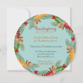 Invitation Couronne de Thanksgiving Bleue (Devant)