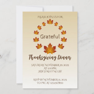 Invitation Couronne de Thanksgiving Grateful Simple Feuilles