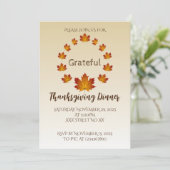 Invitation Couronne de Thanksgiving Grateful Simple Feuilles (Debout devant)