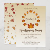 Invitation Couronne de Thanksgiving Grateful Simple Feuilles (Devant / Derrière)