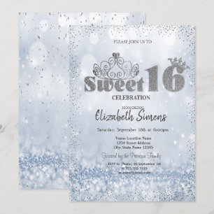 Invitation Couronne de Tiare en Or Confettis Princesse Bokeh 