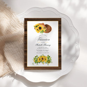 Invitation Couronne de tournesol aquarelle rustique Quinceañe