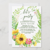 Invitation Couronne de tournesol d'été Faisons la fête (Devant)