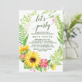 Invitation Couronne de tournesol d'été Faisons la fête (Debout devant)