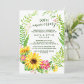 Invitation Couronne de tournesol d'été pour les 50 ans de mar (Debout devant)
