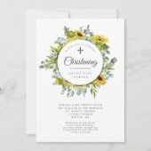Invitation Couronne de tournesols de croix religieuse pour ba (Devant)