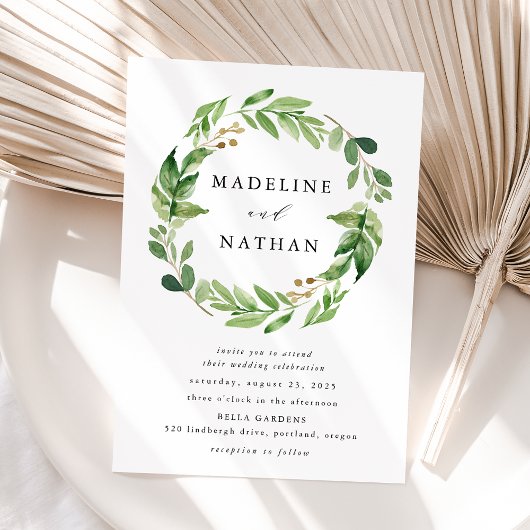 Invitation Couronne de verdure à l'aquarelle