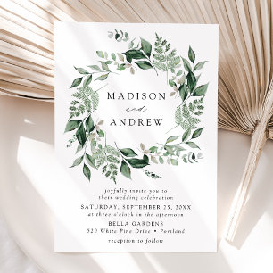 Invitation Couronne de verdure abondante pour mariage