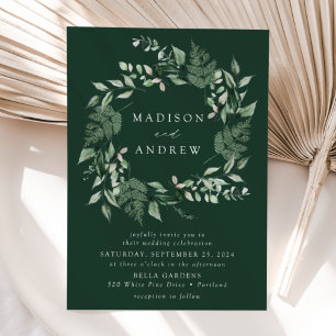 Invitation Couronne de verdure abondante pour mariage
