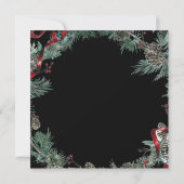 Invitation Couronne de verdure au ruban rouge pour maison ouv (Dos)