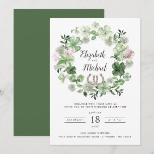 Invitation Couronne de verdure botanique de trèfle Fers à c