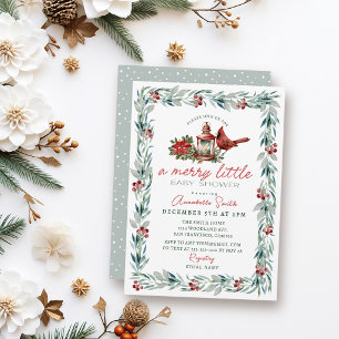 Invitation Couronne de verdure Cardinal Joyeux bébé Shower