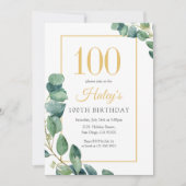 Invitation Couronne de verdure Chic Or et Sauge 100e Annivers (Devant)