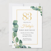 Invitation Couronne de verdure Chic Or & Sauge 83e Anniversai (Devant)