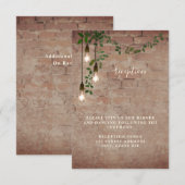 Invitation Couronne de verdure d'ampoule électrique Réception (Devant / Derrière)