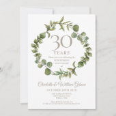 Invitation Couronne de verdure de perle pour le 30e anniversa (Devant)