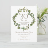Invitation Couronne de verdure de perle pour le 30e anniversa (Debout devant)