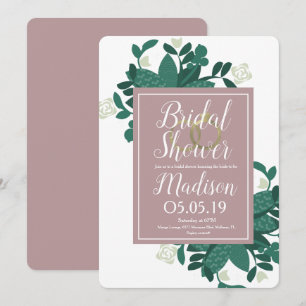 Invitation Couronne de verdure de rose moderne en faux feuill