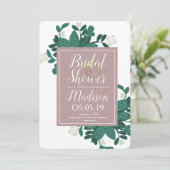 Invitation Couronne de verdure de rose moderne en faux feuill (Debout devant)