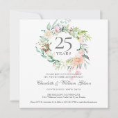 Invitation Couronne de verdure de roses pour le 25e anniversa (Devant)