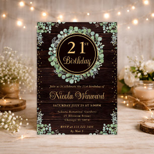 Invitation Couronne de verdure d'eucalyptus à l'aquarelle pou