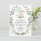 Invitation Couronne de verdure d'eucalyptus Little Lamb Baby  (Debout devant)